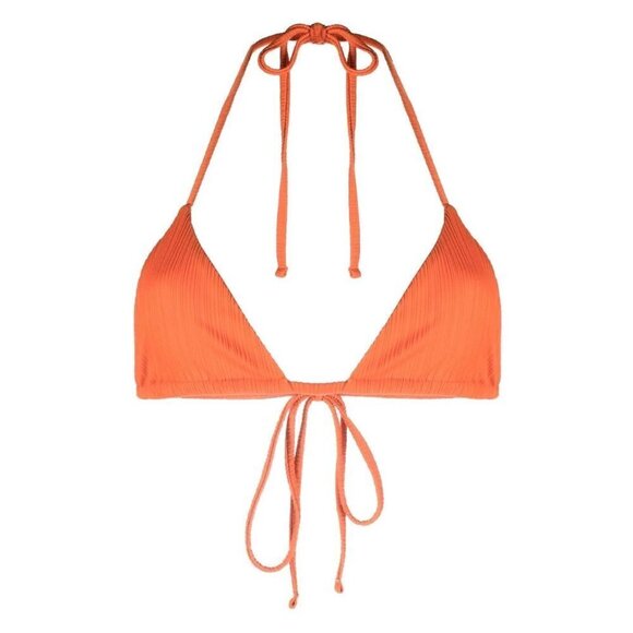 Frankies Bikinis Logo-Print Bikini Top Orange Size: M - NWT - Picture 1 of 3